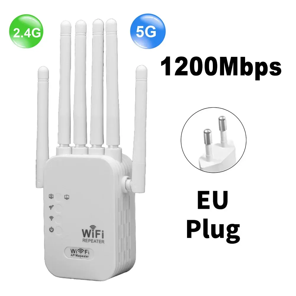 Kebidumei Répéteur WiFi sans fil 1200 Mbps double bande 2,4 GHz / 5 GHz 802.11ac 9
