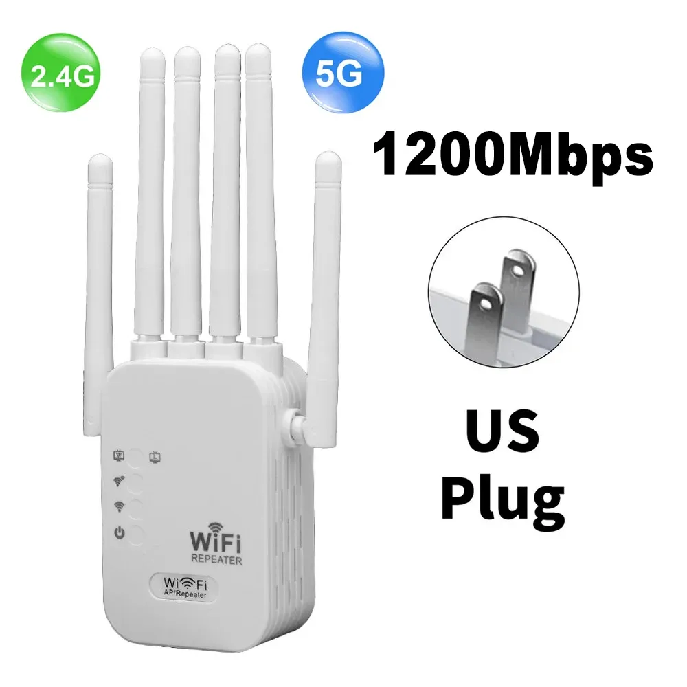 Kebidumei Répéteur WiFi sans fil 1200 Mbps double bande 2,4 GHz / 5 GHz 802.11ac 10