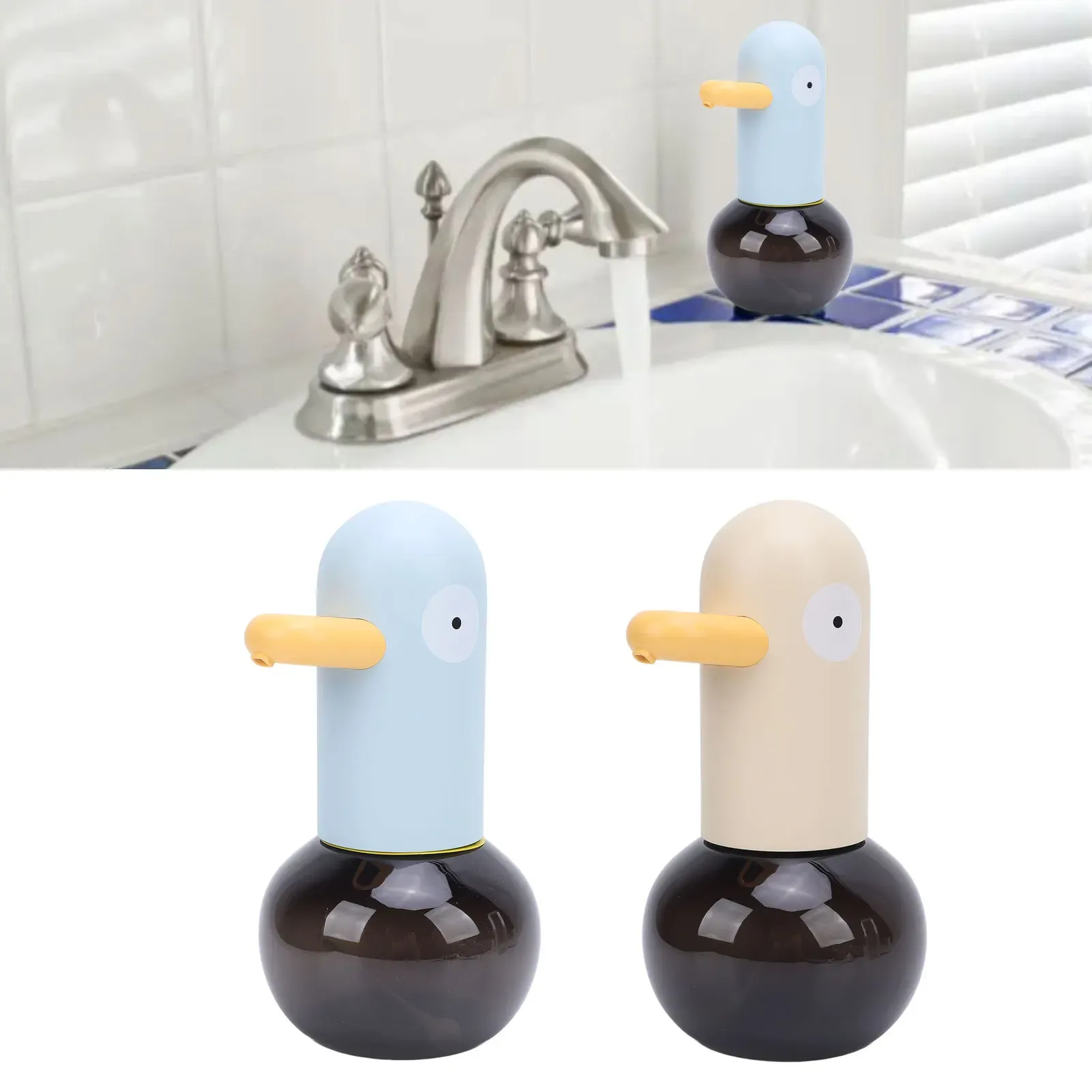 Distributeur de savon moussant automatique sans contact, rechargeable, à capteur, canard de dessin animé pour salle de bain - Image 1