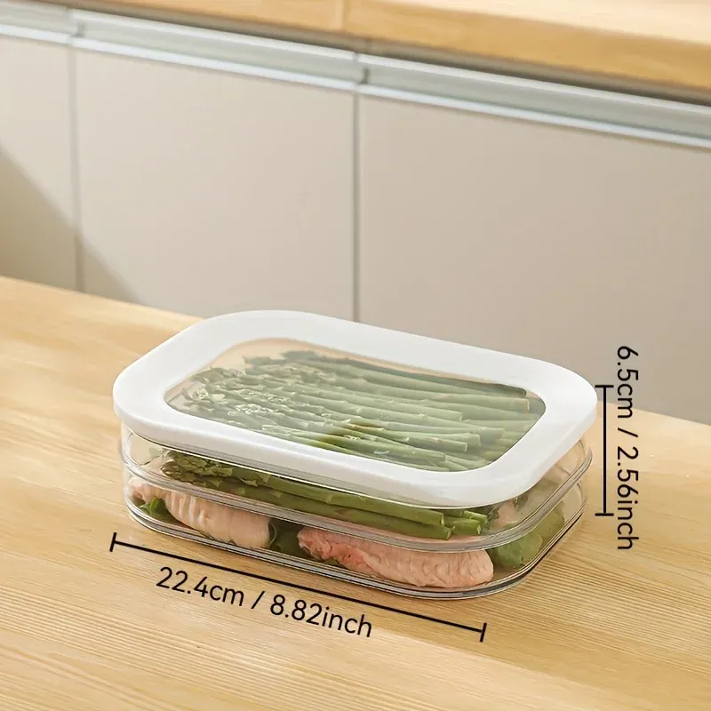 Récipients de stockage empilables pour réfrigérateur avec couvercles transparents, pour viandes, charcuterie, fromages et repas préparés 10