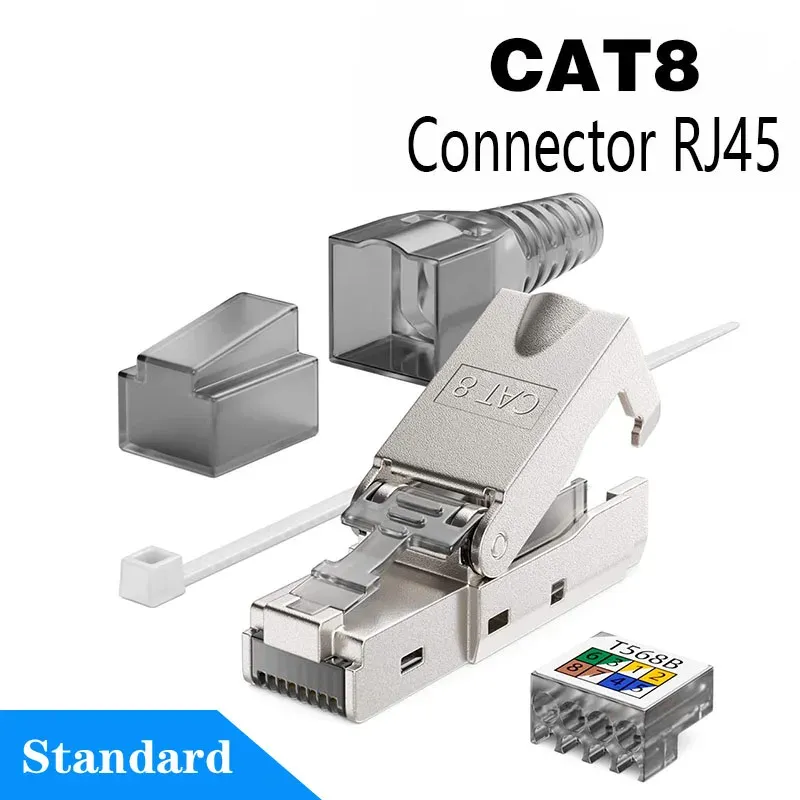 Connecteurs RJ45 Cat8, Cat7 et Cat6A avec outil de sertissage métallique, compatibles câbles LAN 22 à 24 AWG, 2000 MHz, 40 Gbit/s, réutilisables 11