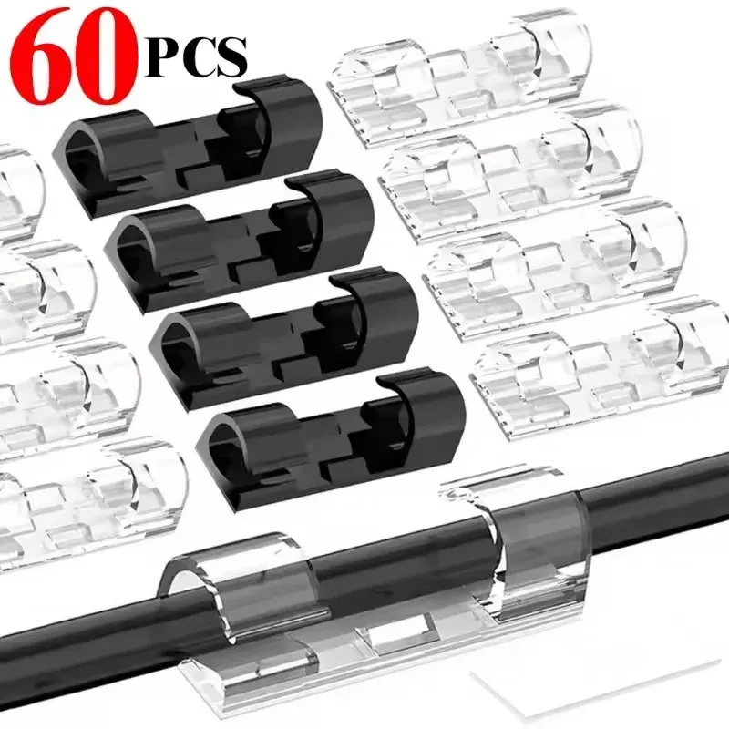 Organiseur de câbles, clips porte-câbles auto-adhésifs, gestion des câbles de bureau pour souris PC, fixation de cordon d'alimentation USB, mur, voiture et bureau à domicile