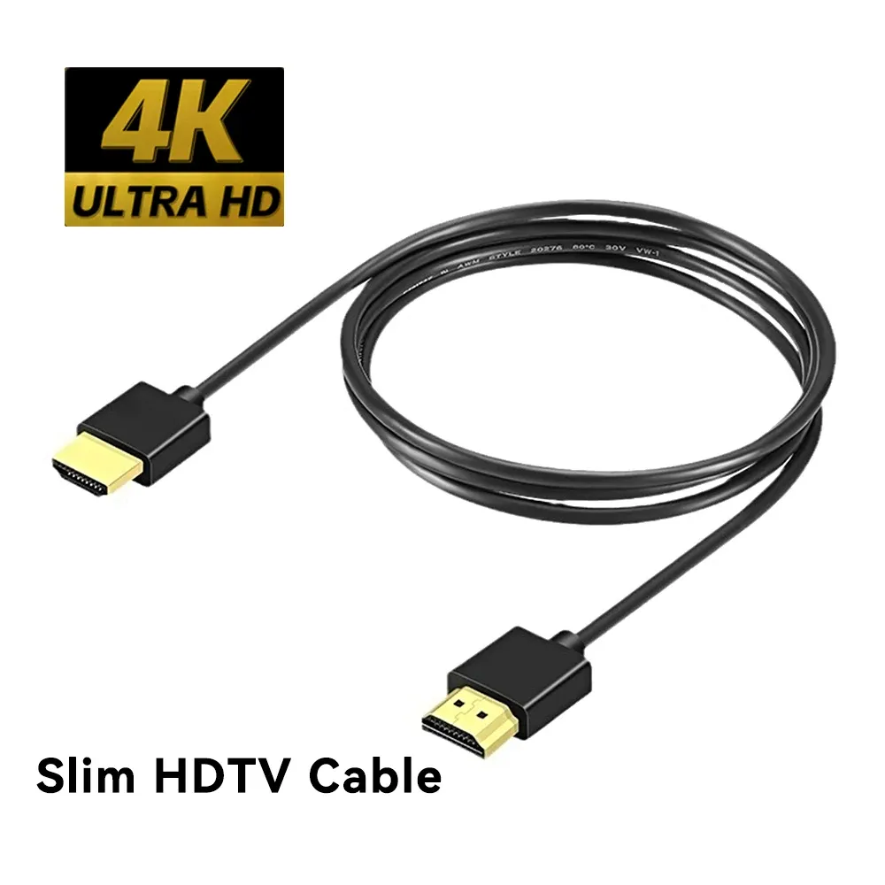 Câble HDTV ultra fin 4K 60 Hz haute vitesse, HDMI 2.0, Ø 3,2 mm, audio vidéo, disponible en 1 m, 1,5 m, 2 m, 3 m et 5 m, compatible ordinateur portable et projecteur
