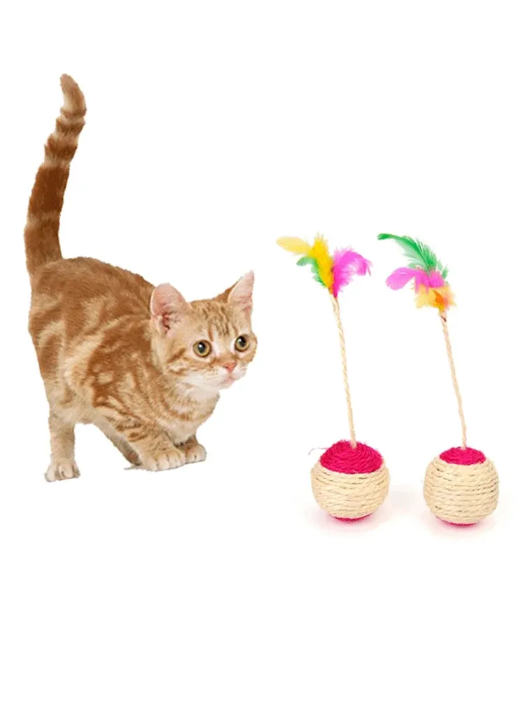Jouet pour chat à plumes colorées