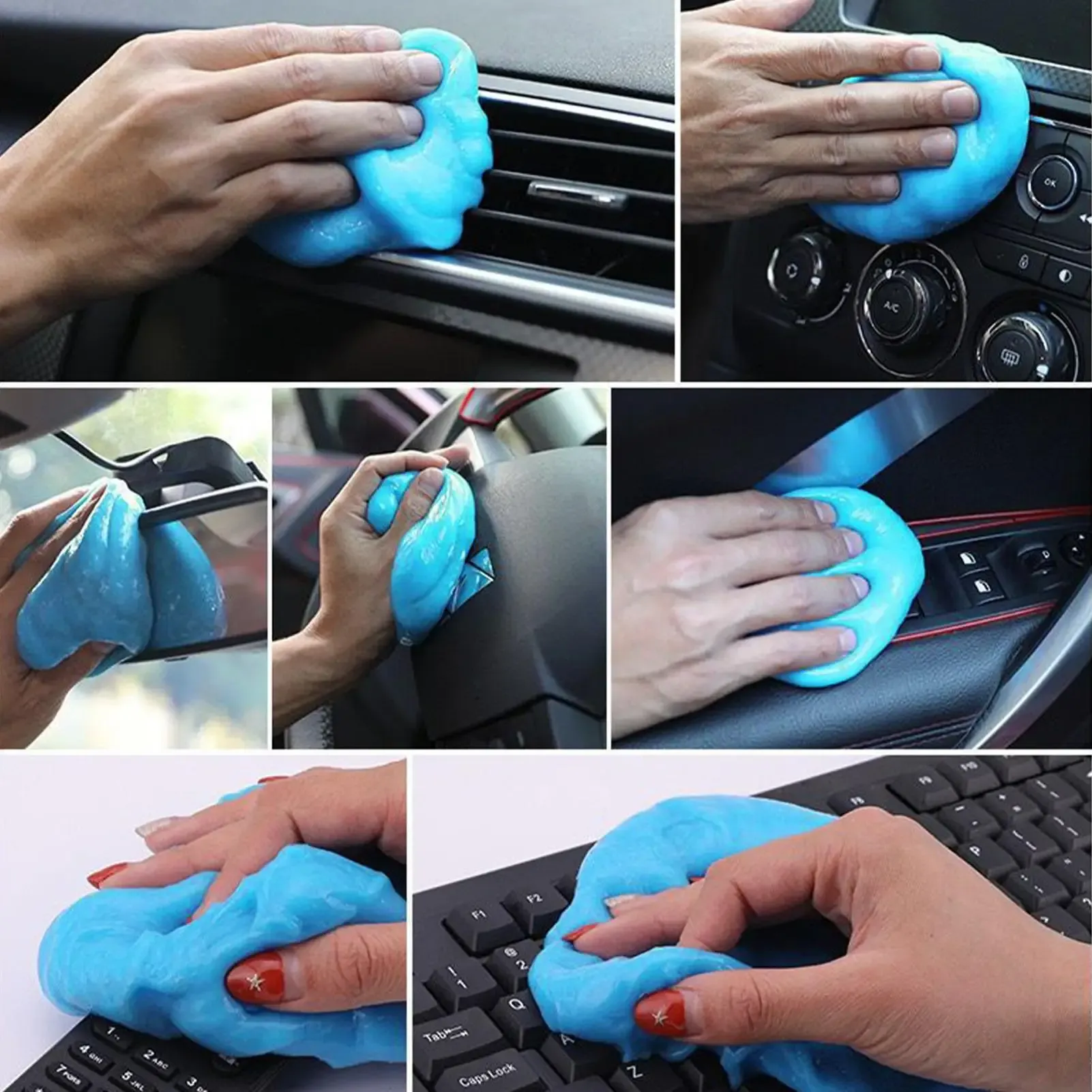 Gel Nettoyant Anti-Poussière pour Voiture - Gel Nettoyant en Caoutchouc Souple pour Grilles d'Aération, Tableau de Bord, Interstices des Portes et des Fenêtres, Clavier - Absorbe les Odeurs 3