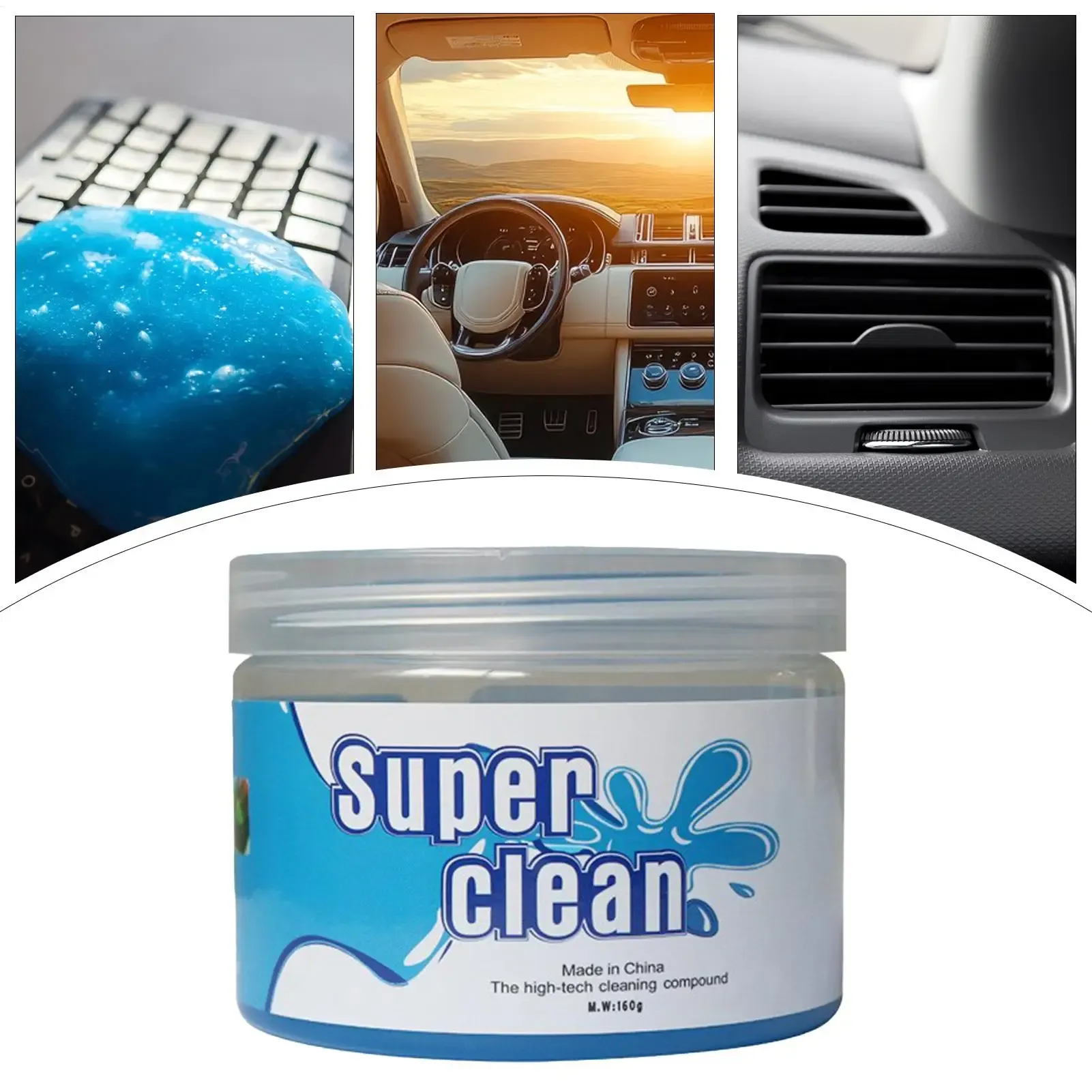 Gel Nettoyant Anti-Poussière pour Voiture - Gel Nettoyant en Caoutchouc Souple pour Grilles d'Aération, Tableau de Bord, Interstices des Portes et des Fenêtres, Clavier - Absorbe les Odeurs
