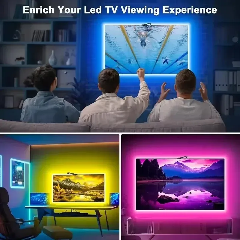 Ruban LED RGBIC de rétroéclairage pour PC et TV avec capteur de couleur, contrôle par application et synchronisation musicale pour une ambiance de jeu 2
