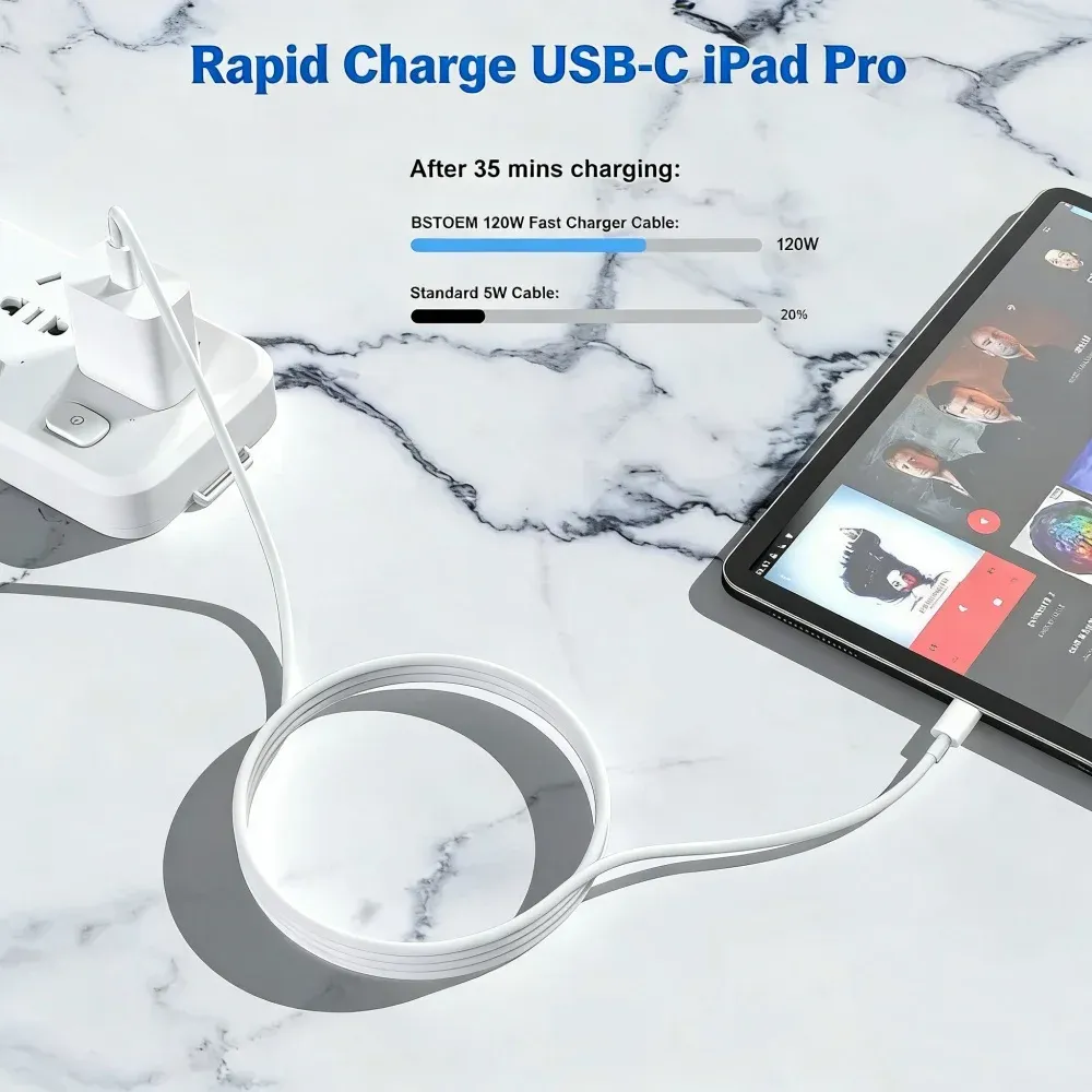Câble USB-C vers USB-C 120 W à charge rapide (lot de 1 à 3), compatible iPhone 17, iPhone 16, Samsung, Huawei, Xiaomi, etc. 2