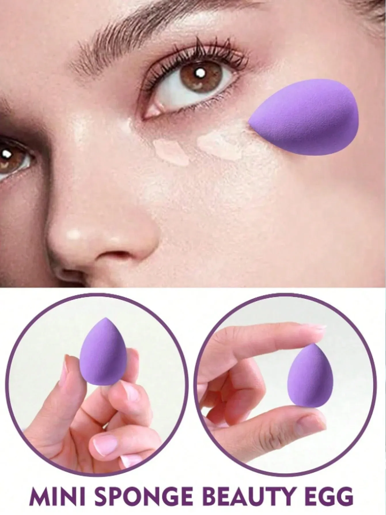 Lot de 3, 20 ou 60 mini éponges de maquillage réutilisables et portables en forme de goutte d'eau pour fond de teint 4