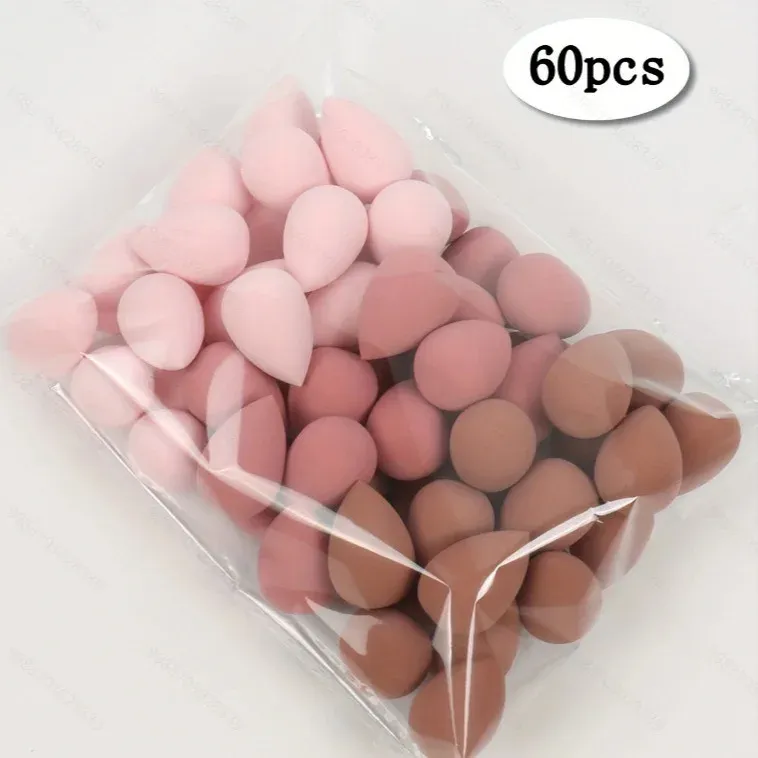 Lot de 3, 20 ou 60 mini éponges de maquillage réutilisables et portables en forme de goutte d'eau pour fond de teint 9