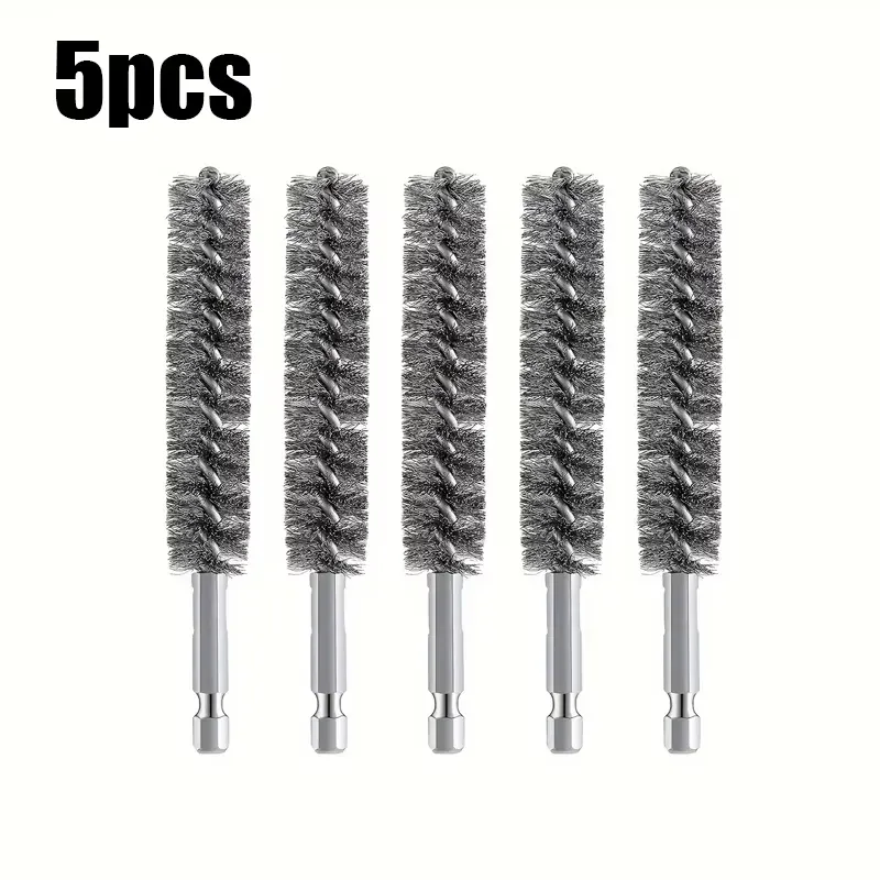 Lot de 5 brosses métalliques en acier inoxydable à manche hexagonal pour perceuse électrique 7