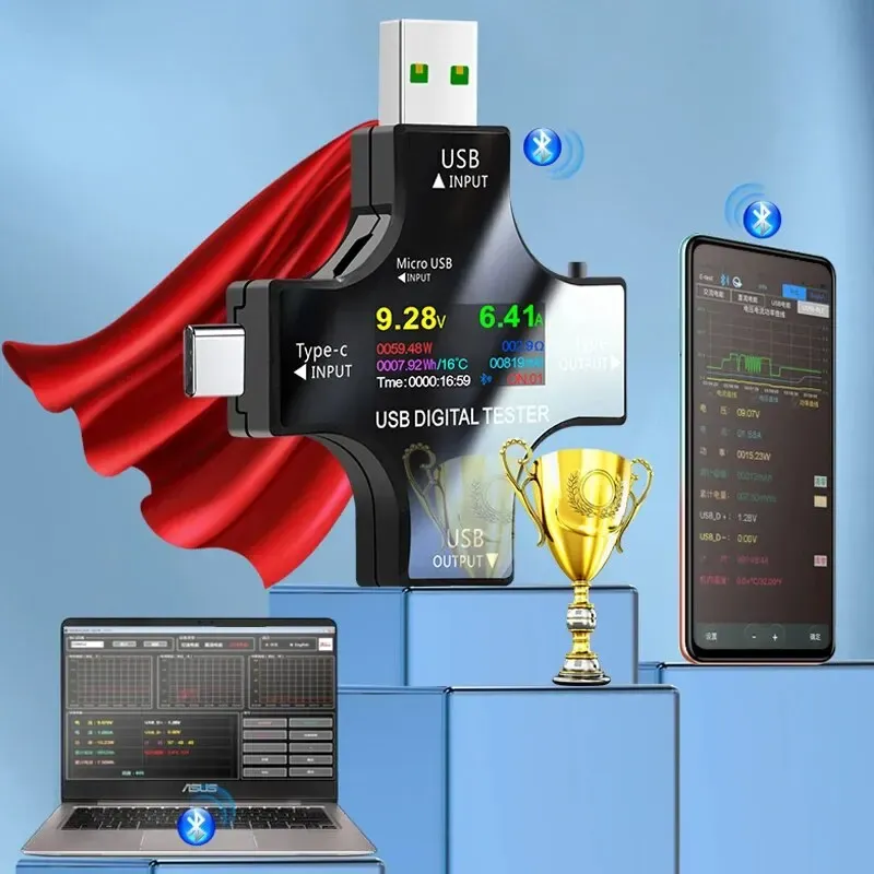 Testeur USB Type-C PD avec voltmètre et ampèremètre numériques, moniteur de tension et de courant, mesure de capacité, 8,0 A 2