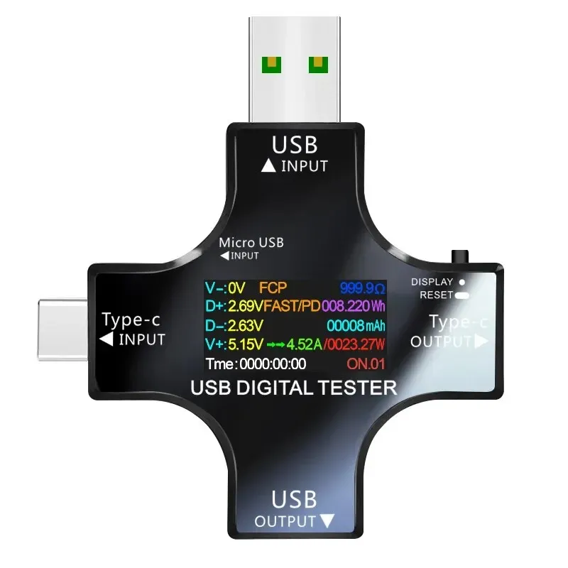Testeur USB Type-C PD avec voltmètre et ampèremètre numériques, moniteur de tension et de courant, mesure de capacité, 8,0 A 3