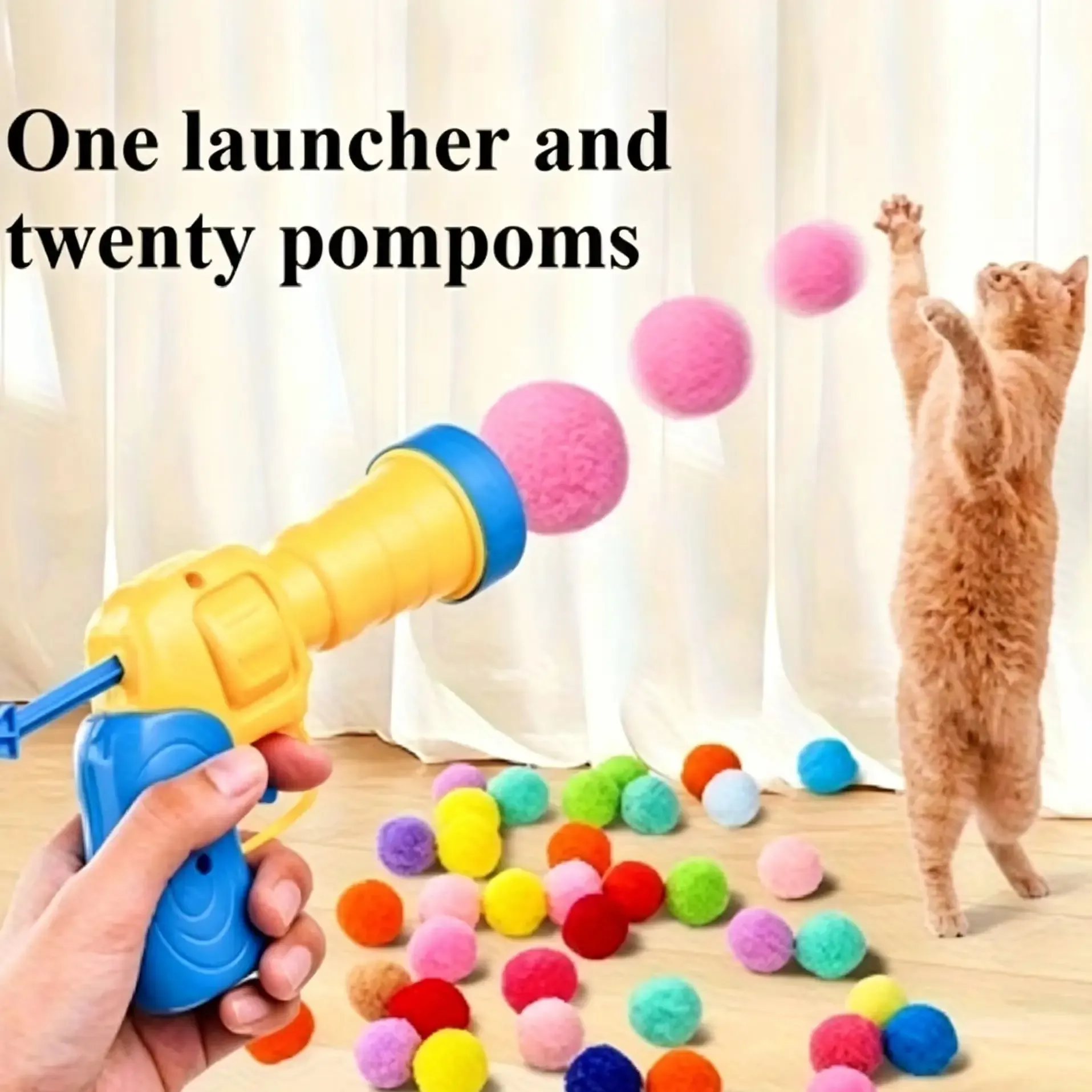 Ensemble de jouets interactifs pour chat, 21 pièces : 1 émetteur et 20 balles en peluche de couleurs assorties