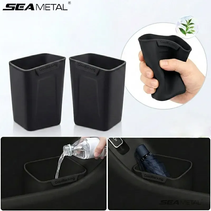 Boîte de rangement pour portière de voiture en silicone BLALION, poubelle multifonctionnelle, seau de rangement pour portière de voiture, range-parapluie pour accessoires automobiles 2