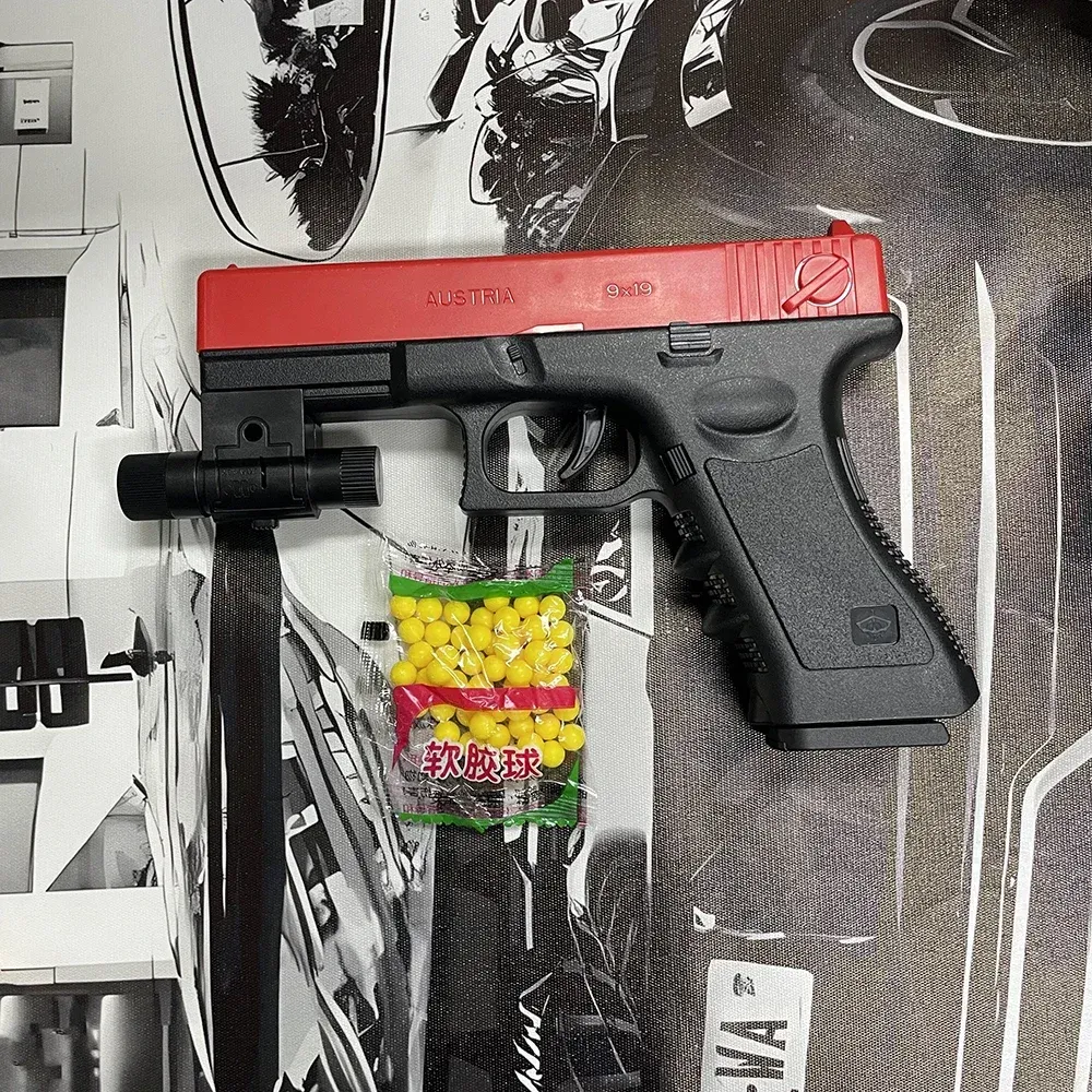 Pistolet Airsoft G17 à billes souples, manuel, avec chargeur inférieur et laser, pour sports de plein air 11