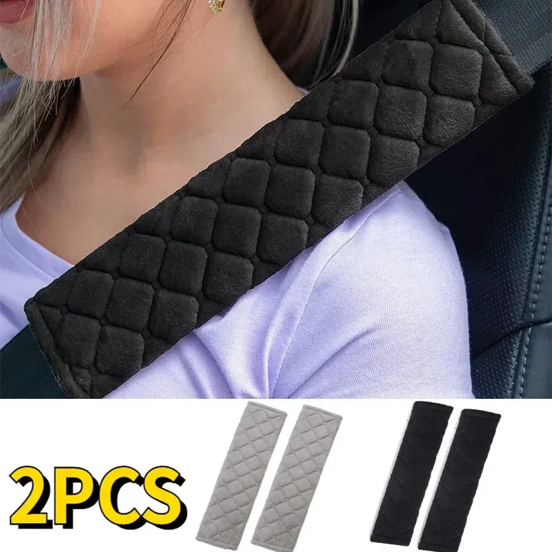 Lot de 2 housses de ceinture de sécurité universelles et réglables en peluche, coussinets d'épaule pour enfants et adultes, accessoires d'habitacle automobile - Image 1