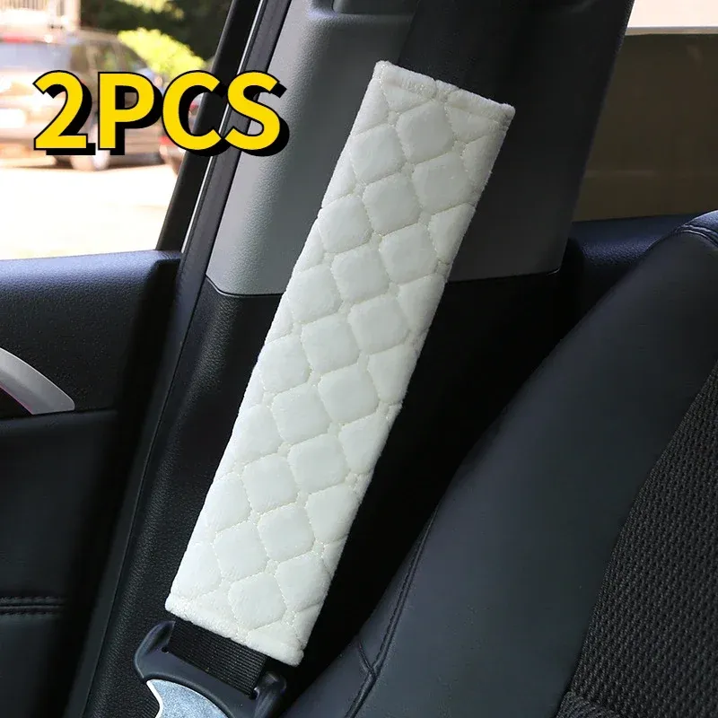 Lot de 2 housses de ceinture de sécurité universelles et réglables en peluche, coussinets d'épaule pour enfants et adultes, accessoires d'habitacle automobile 8