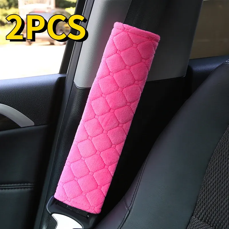Lot de 2 housses de ceinture de sécurité universelles et réglables en peluche, coussinets d'épaule pour enfants et adultes, accessoires d'habitacle automobile 7
