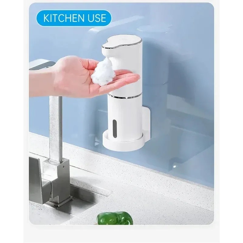 Distributeur de savon moussant intelligent, rechargeable par USB, à capteur sans contact, en ABS de haute qualité pour salle de bain et cuisine 4