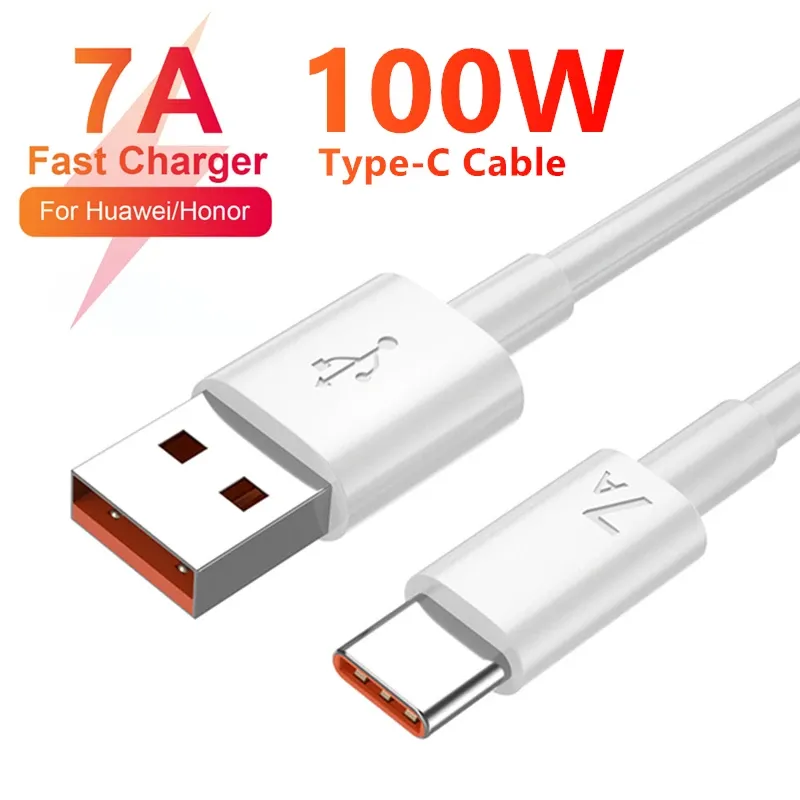 Câble USB vers USB-C 7A 100 W, compatible Samsung, Xiaomi, Redmi, POCO, Huawei, Nova, Honor, OPPO, Realme et Moto, charge ultra-rapide, câble de données USB-C
