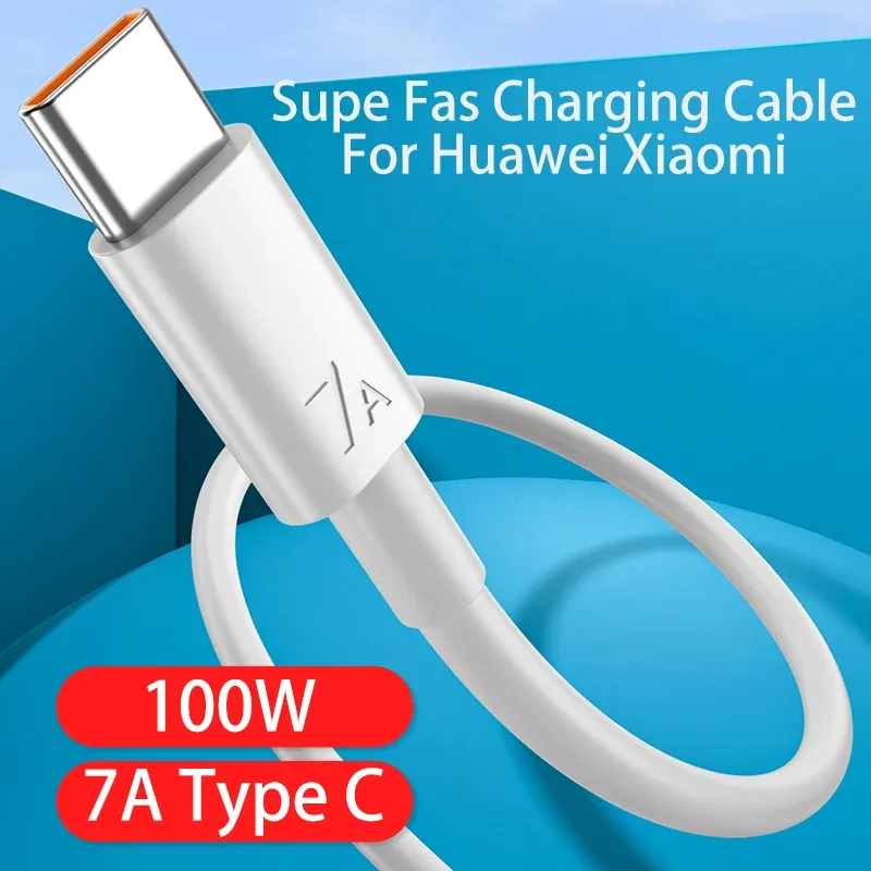 Câble USB vers USB-C 7A 100 W, compatible Samsung, Xiaomi, Redmi, POCO, Huawei, Nova, Honor, OPPO, Realme et Moto, charge ultra-rapide, câble de données USB-C 6