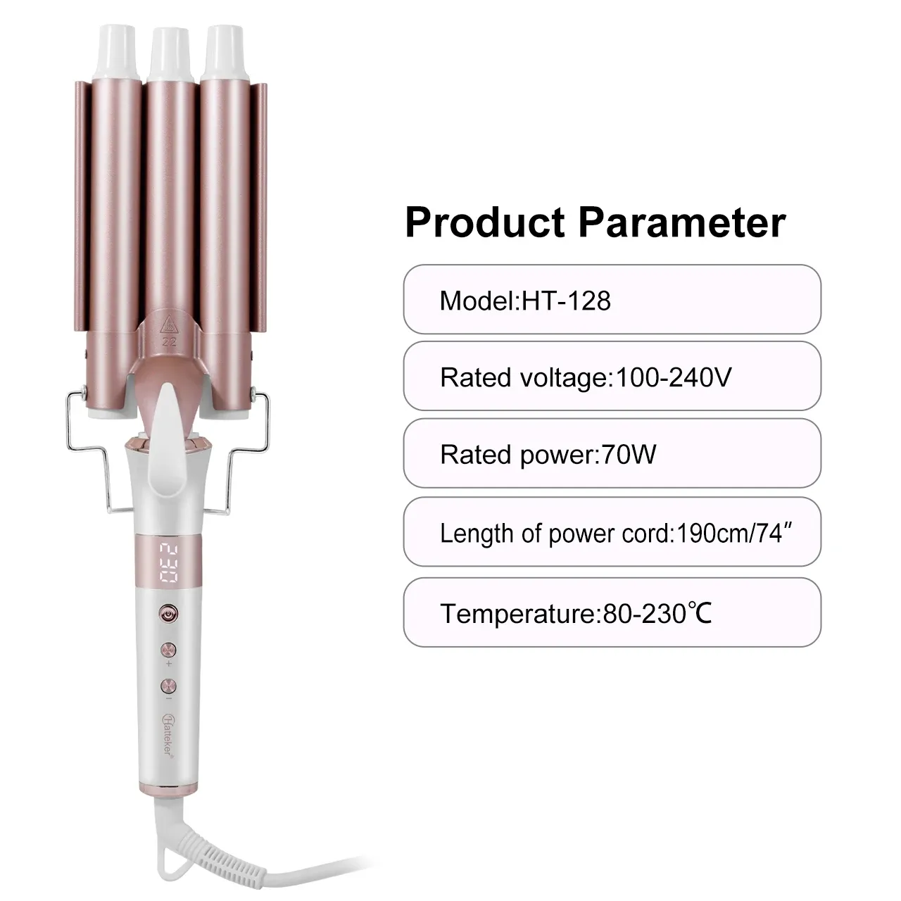 Fer à friser triple baril, finition premium