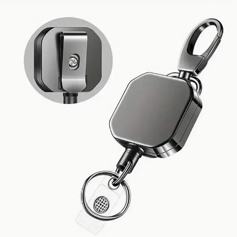 Porte-clés rétractable pour badge en métal