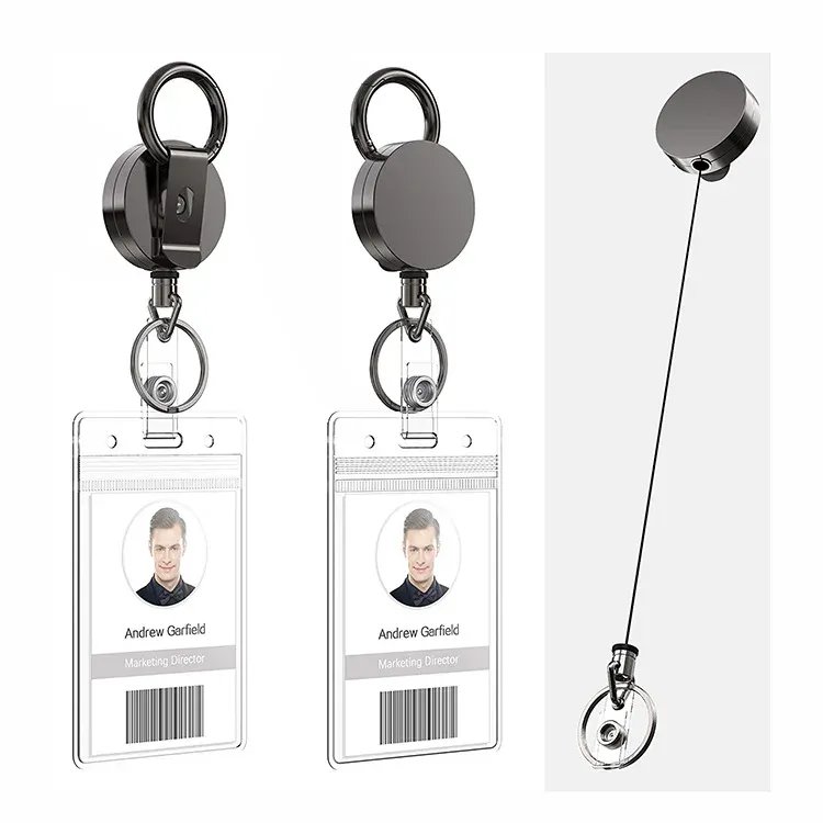 Porte-clés rétractable pour badge en métal