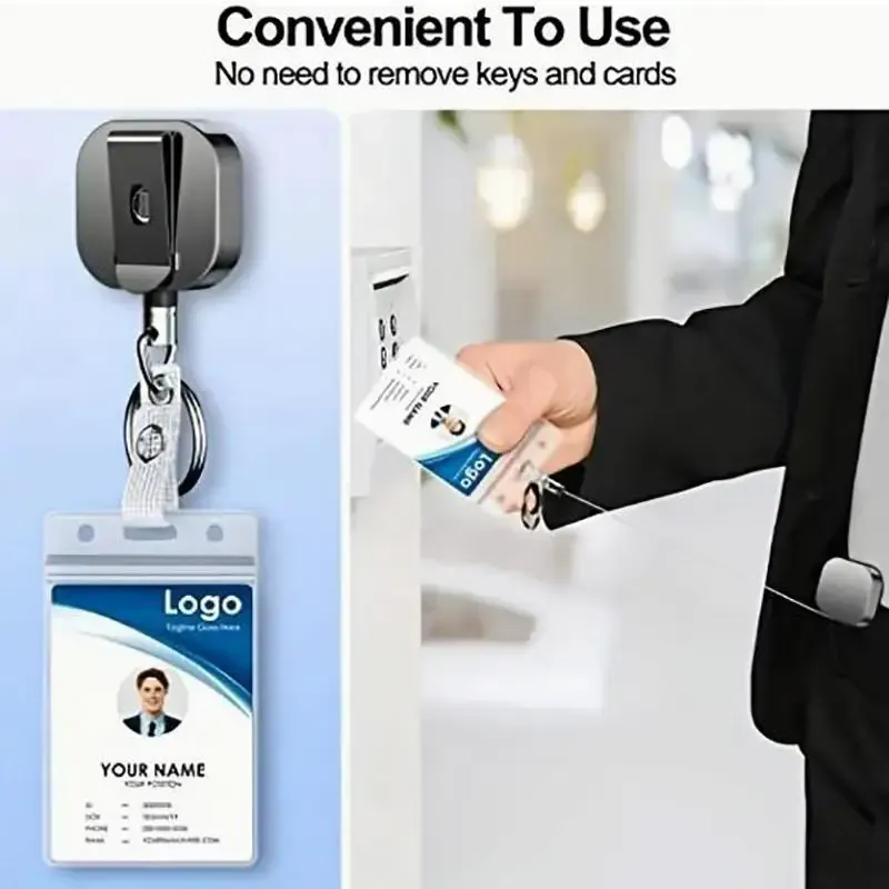 Porte-clés rétractable pour badge en métal