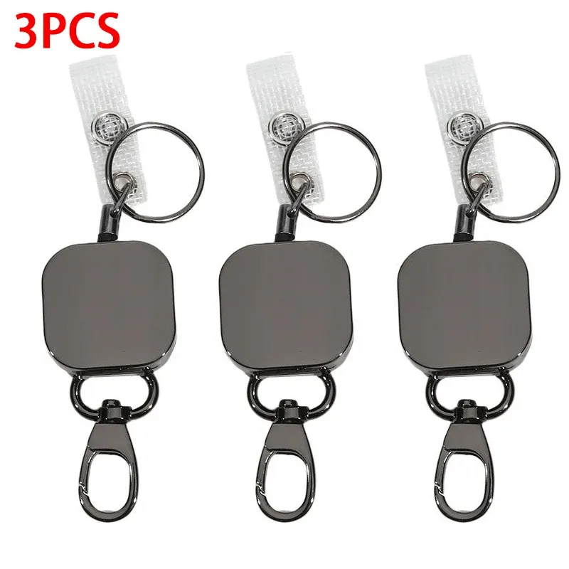 Porte-clés rétractable en fil métallique robuste, bobine porte-badge avec lanière d'identification, étiquette de nom 7
