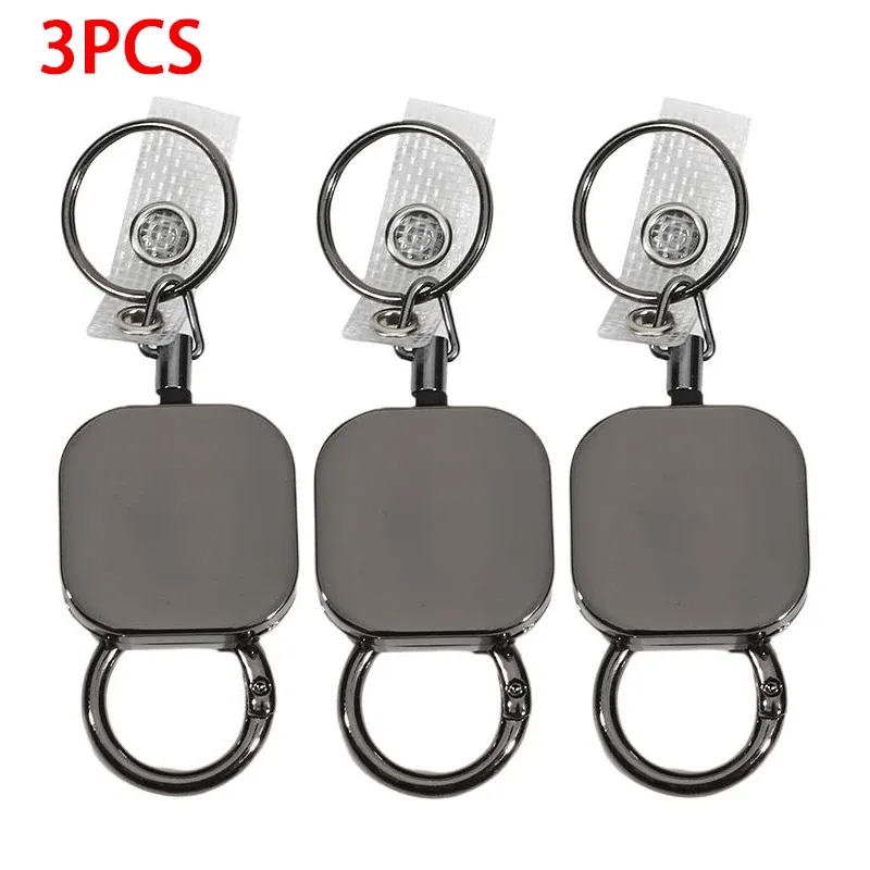 Porte-clés rétractable en fil métallique robuste, bobine porte-badge avec lanière d'identification, étiquette de nom 14