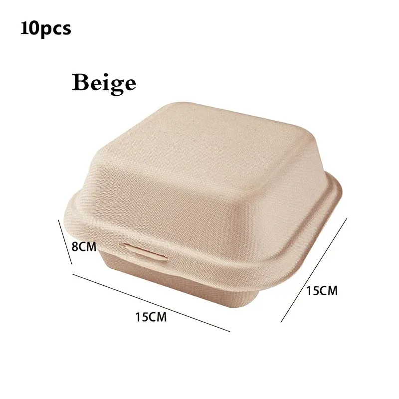 Boîte à hamburger jetable biodégradable, boîte à bento, conteneur alimentaire pour pâtisserie, protection des desserts, boîte à collation, lot de 10/20 12