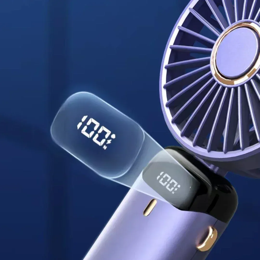 Ventilateur portable rechargeable avec écran LED, inclinable à 90°, 5 vitesses, diffuseur d'huiles essentielles compact 5