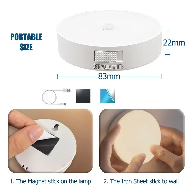 Veilleuse LED rechargeable USB avec capteur de mouvement pour cuisine, chambre, escaliers, couloir et placard 6