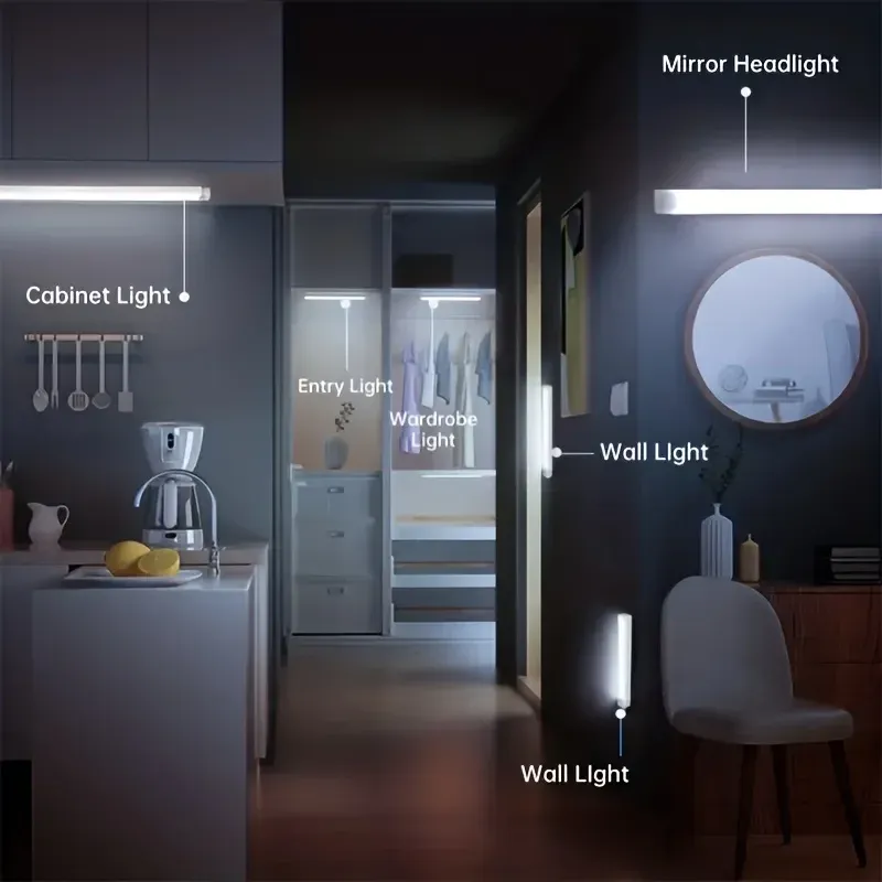 Veilleuse LED à capteur de mouvement, rechargeable par USB, sans fil, 10 à 50 cm, pour maison, chambre, cuisine et salle de bain 2