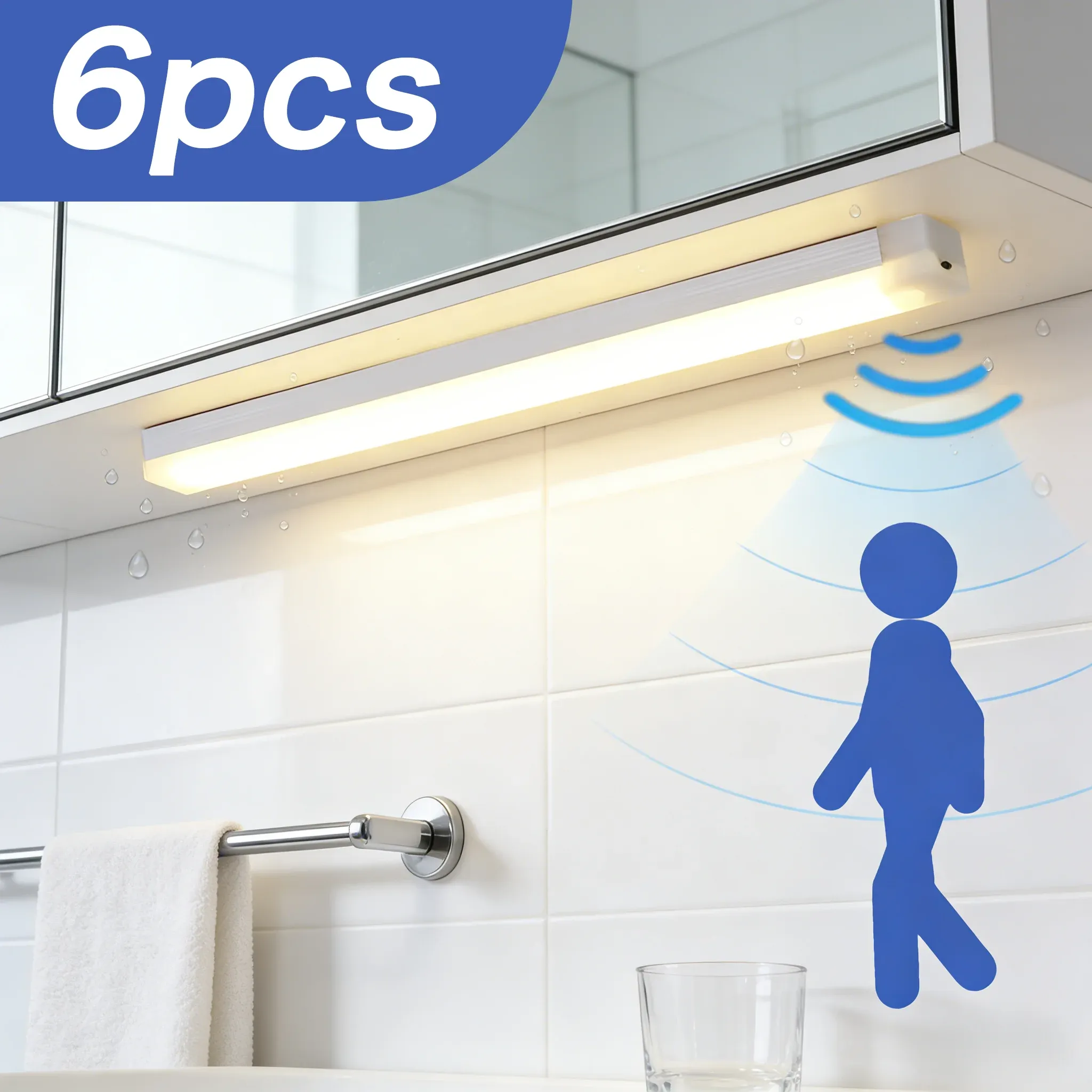 Veilleuse LED à capteur de mouvement, rechargeable par USB, sans fil, 10 à 50 cm, pour maison, chambre, cuisine et salle de bain