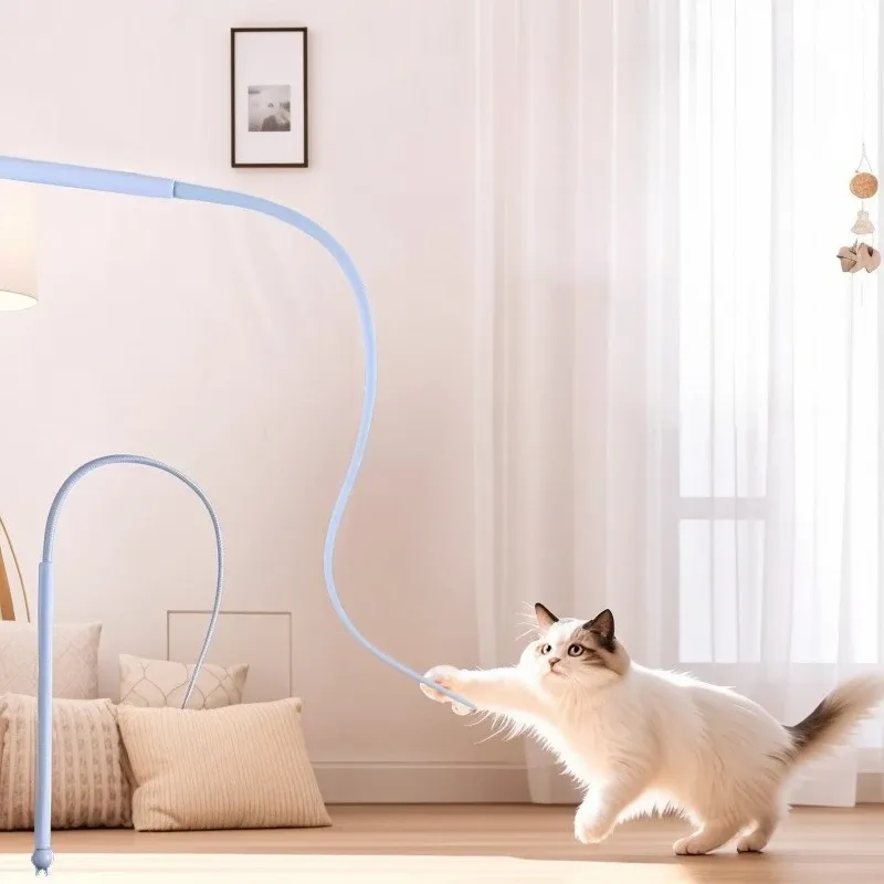Bâton de Teaser pour chat, jouet interactif en silicone simulant une queue de souris, jouet d'entraînement pour chaton, accessoire durable pour chat 2