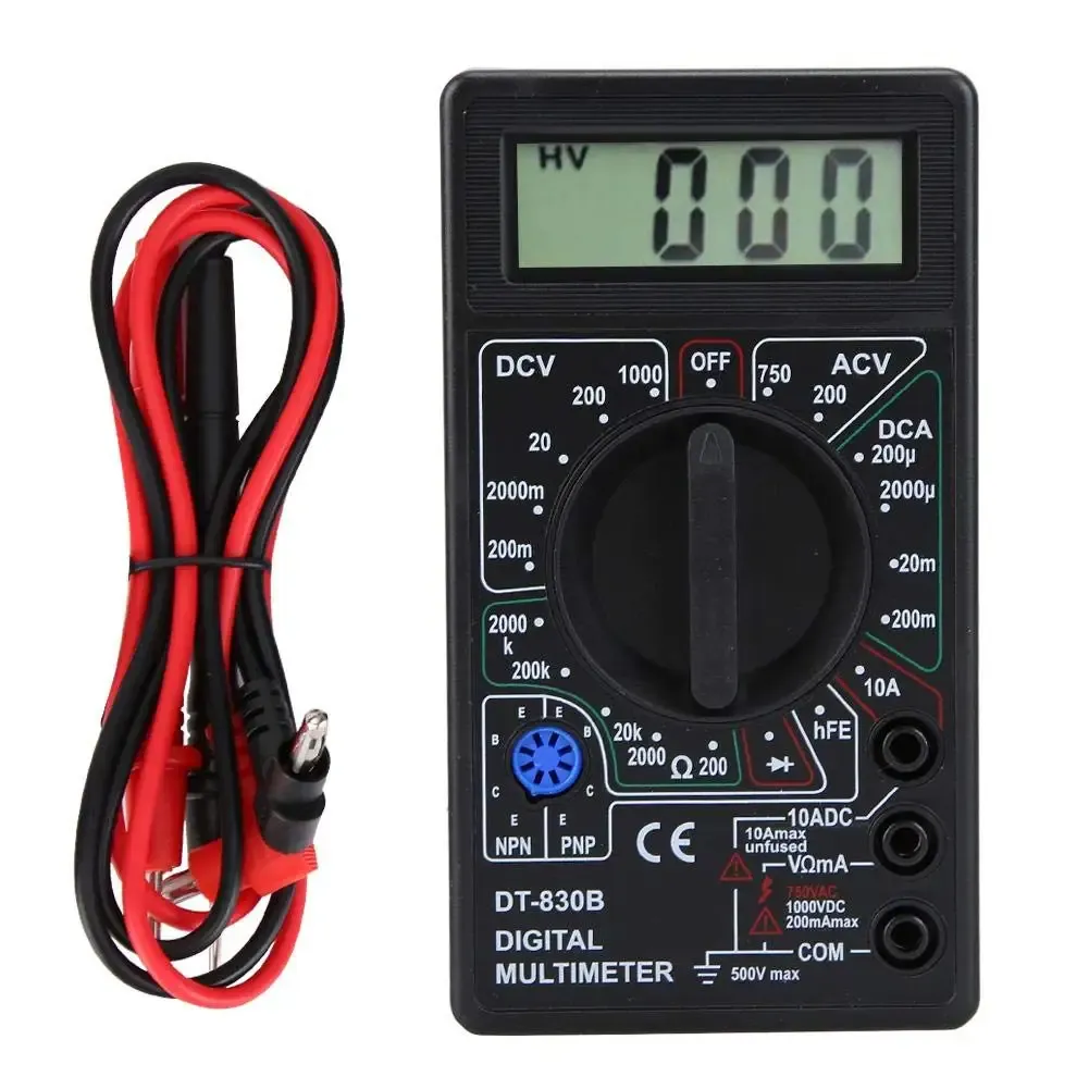 Multimètre numérique LCD DT830B – Mesure AC/DC jusqu'à 750 V et 1000 V, voltmètre, ampèremètre et testeur de résistance