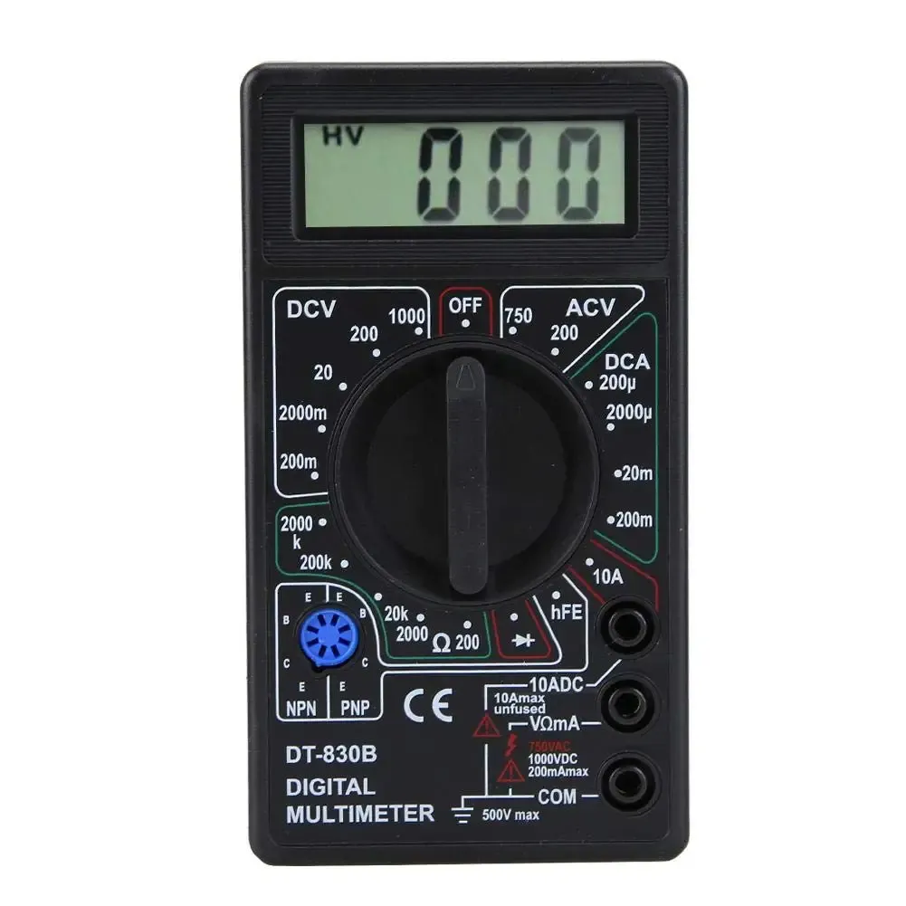 Multimètre numérique LCD DT830B – Mesure AC/DC jusqu'à 750 V et 1000 V, voltmètre, ampèremètre et testeur de résistance 3