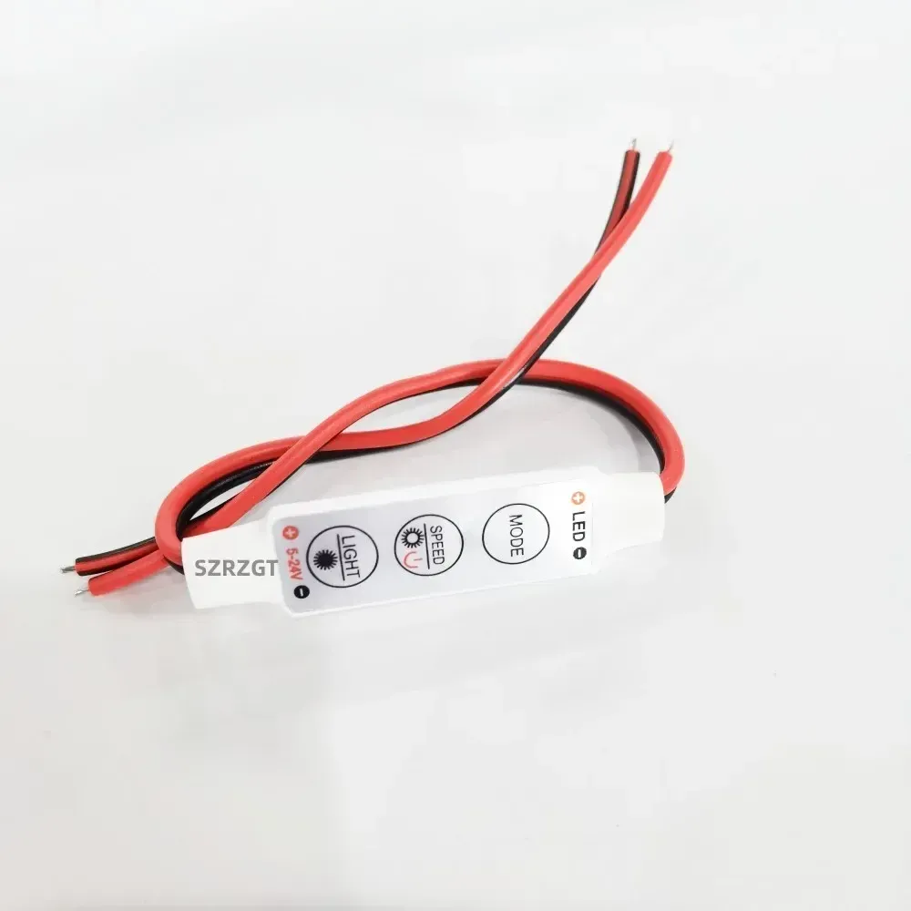 Contrôleur mini variateur RF avec télécommande pour bande LED monochrome 5050 et 2835, compatible 5 V, 12 V et 24 V DC 5
