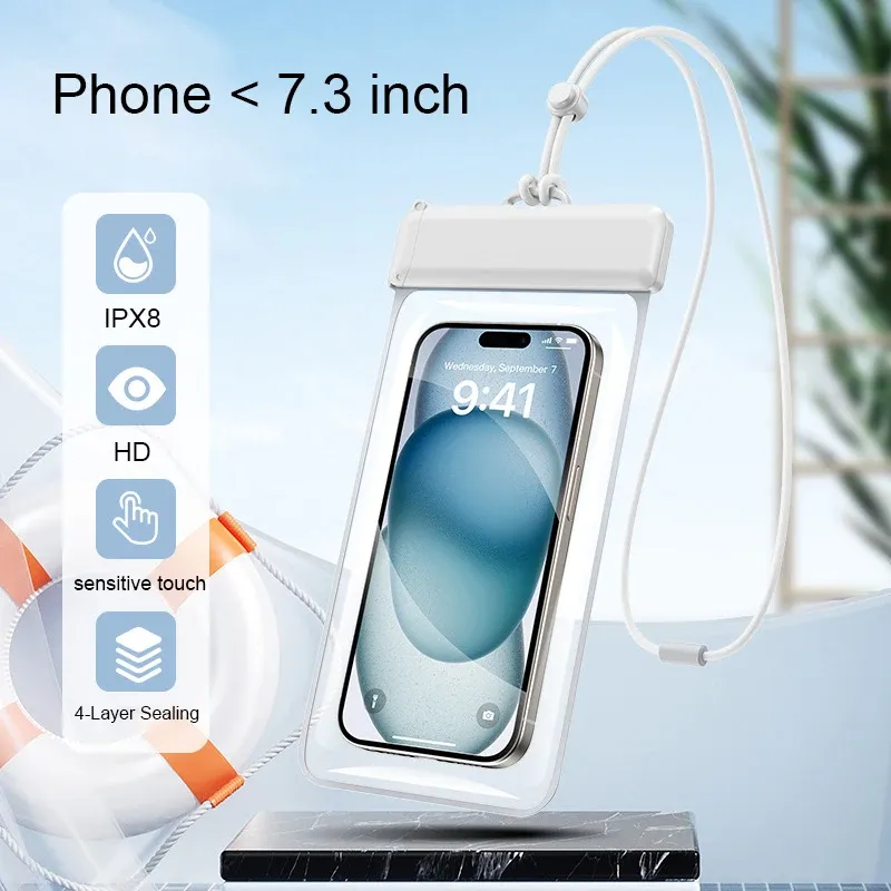 Étui étanche pour téléphone portable, coque en TPU pour la natation et la plongée, compatible iPhone 13 à 17 Pro, Samsung, Xiaomi et Huawei (écran jusqu'à 7,3 pouces), certification IPX8