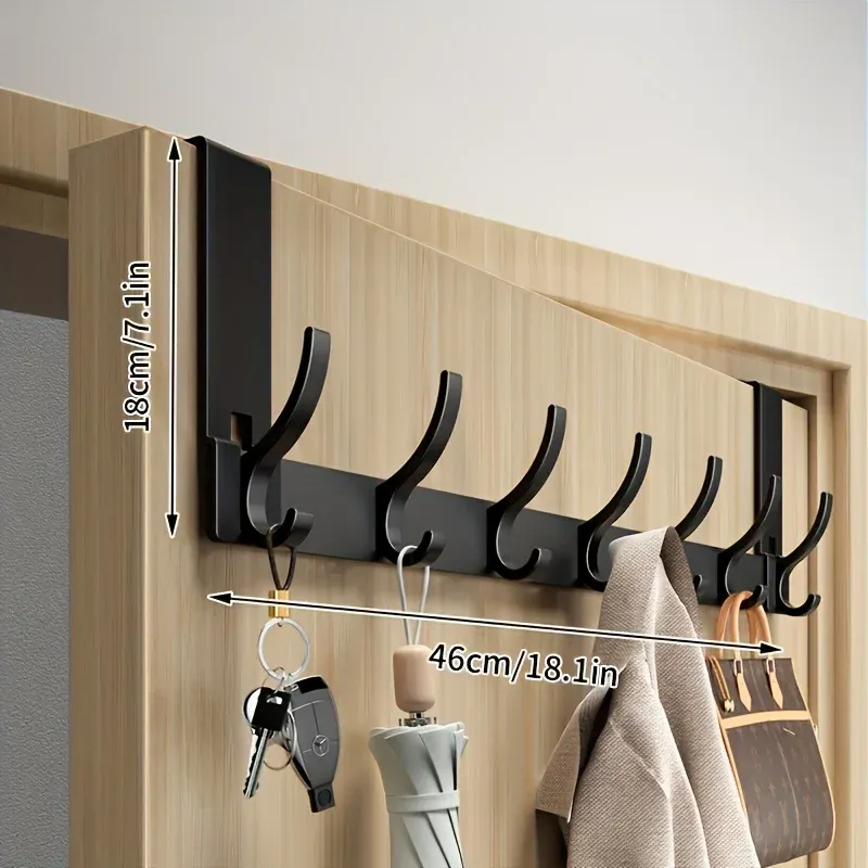 Crochet mural pour porte, adapté au rangement dans les chambres et les salles de bain, facile à installer, sans besoin de percer de trous. 5