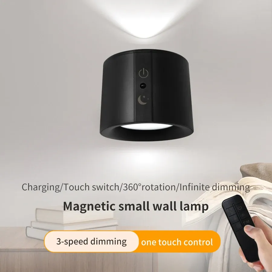 Applique murale LED tactile double tête, rotation 360°, 3 couleurs, sans fil, veilleuse pour chambre 2