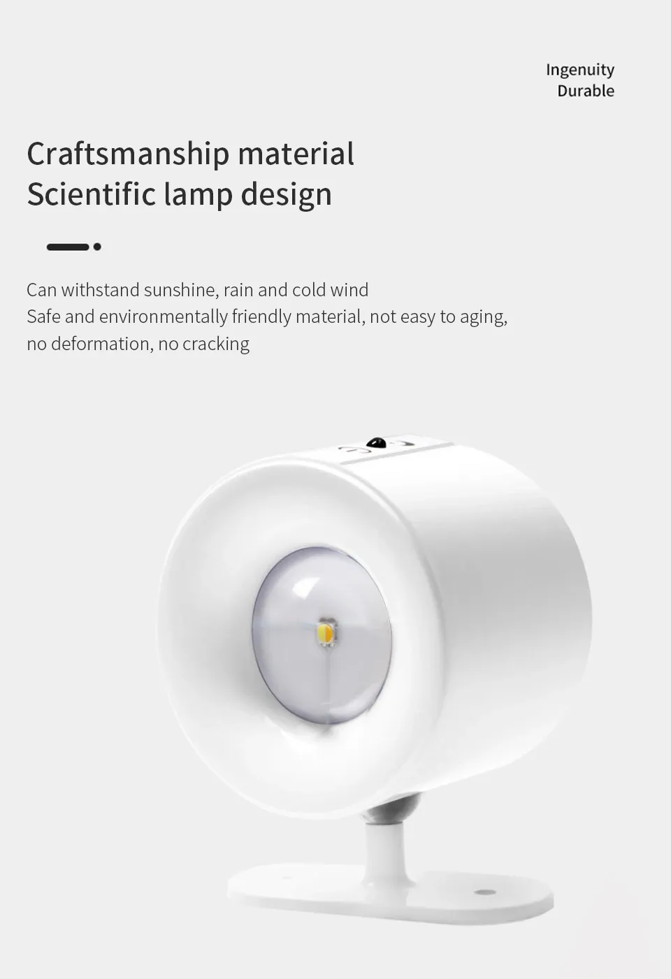 Détail de la tête lumineuse de l'applique LED