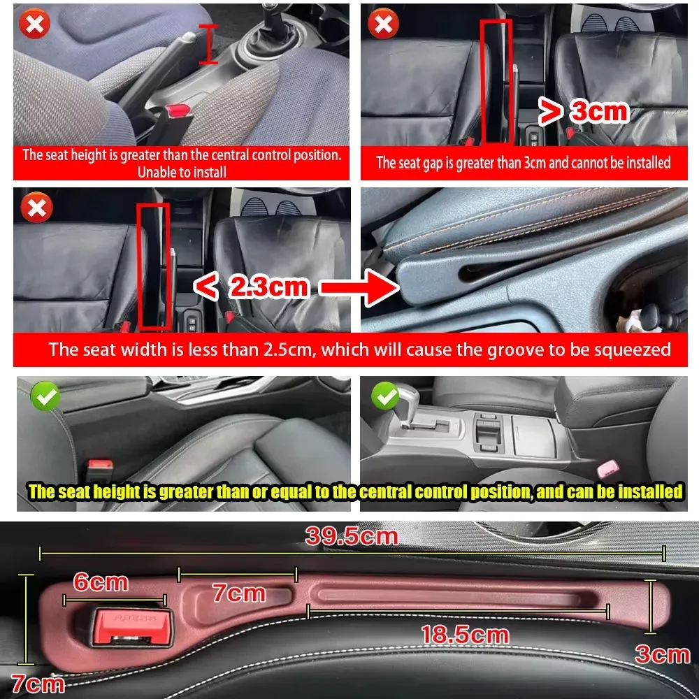 Bande de comblement universelle pour espace entre sièges de voiture, 1 paire, couture latérale, anti-fuite 2