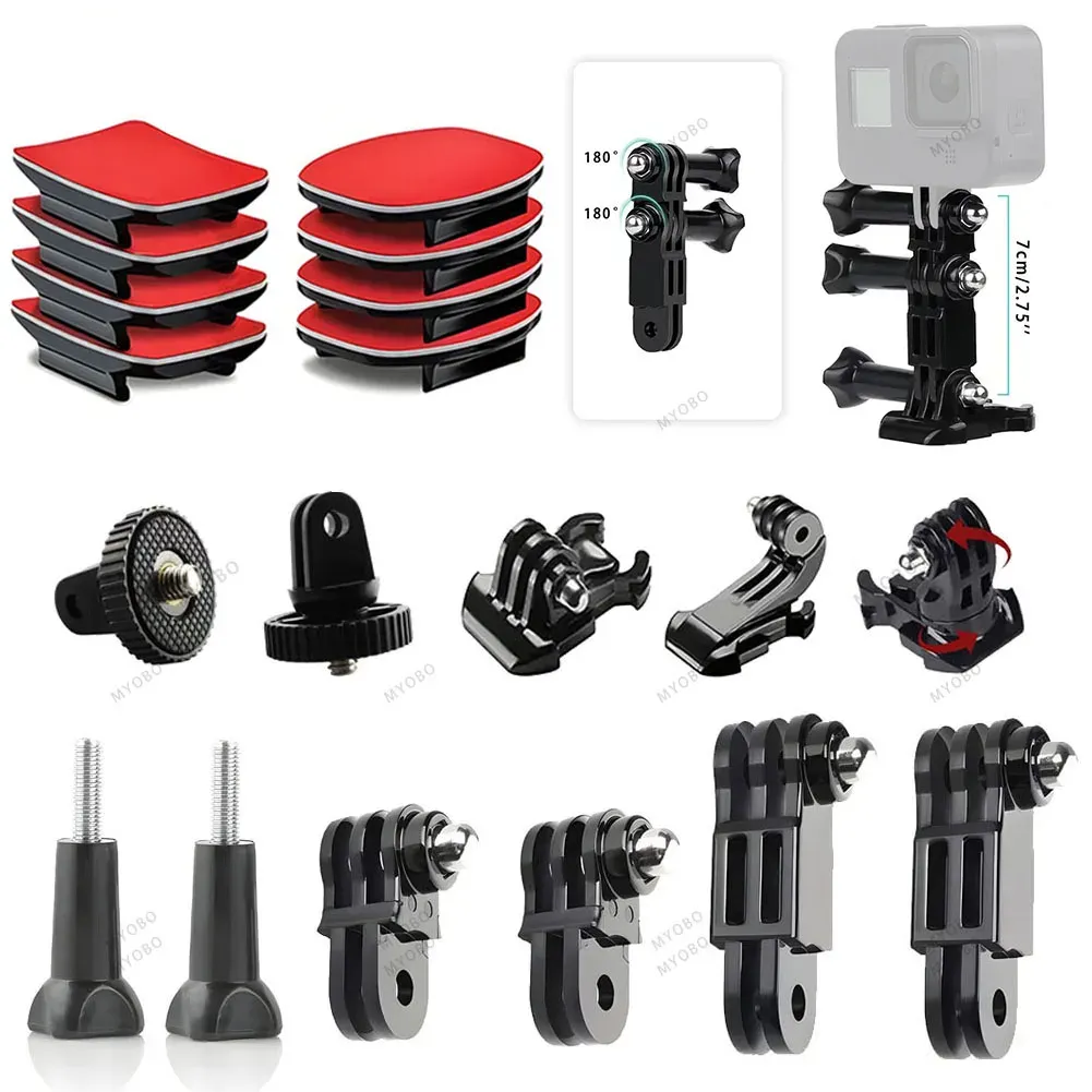 Kit d'accessoires pour caméra d'action : adaptateur de trépied à dégagement rapide et base de montage compatible GoPro, Insta360, AKASO, SJCAM et DJI 2