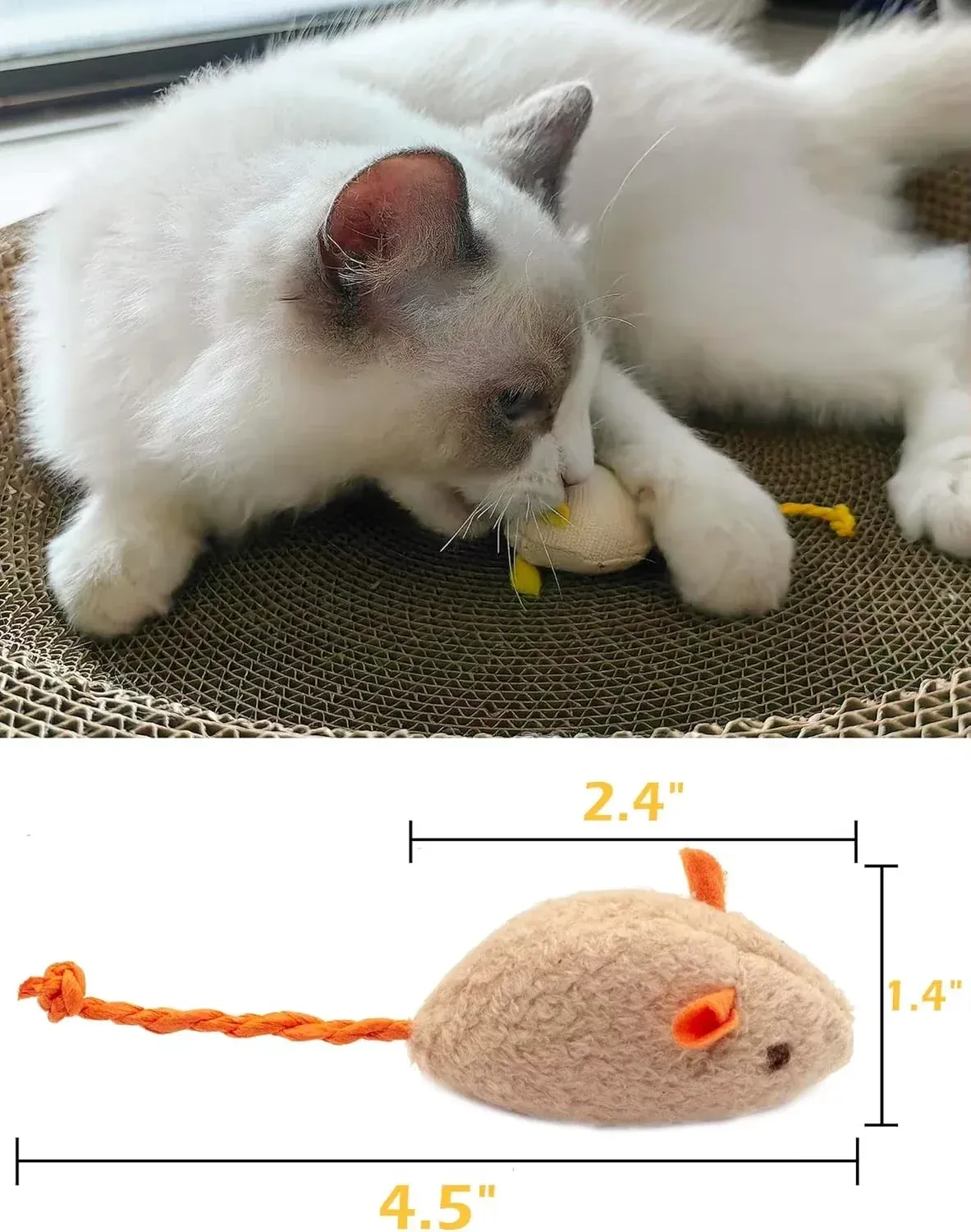 Lot de 5 jouets souris en fausse fourrure pour chat, avec hochet et préremplis d'herbe à chat 2