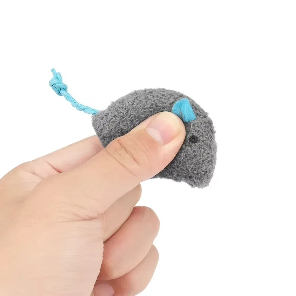Lot de 5 jouets souris en fausse fourrure pour chat, avec hochet et préremplis d'herbe à chat 5