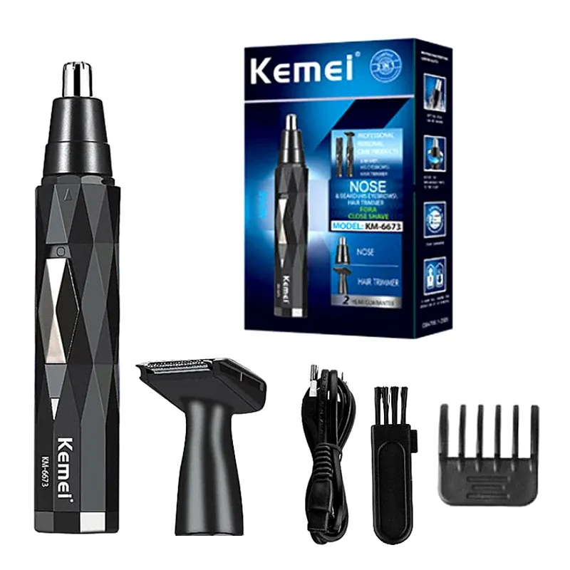 Tondeuse nez et oreilles rechargeable 2 en 1 Kemei, tondeuse à barbe et sourcils pour hommes 7